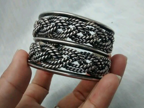 Atemberaubendes Vintage Sterling 925 schweres 91,5 g breites Armreif Armband - Bild 6 von 8