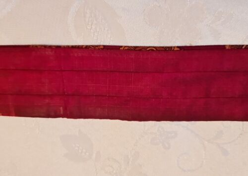 SCARF VINTAGE AUTHENTIC PAISLEY ART BURGUNDY BROWN SILK LONG MEN DOUBLE TIE - Picture 3 of 3