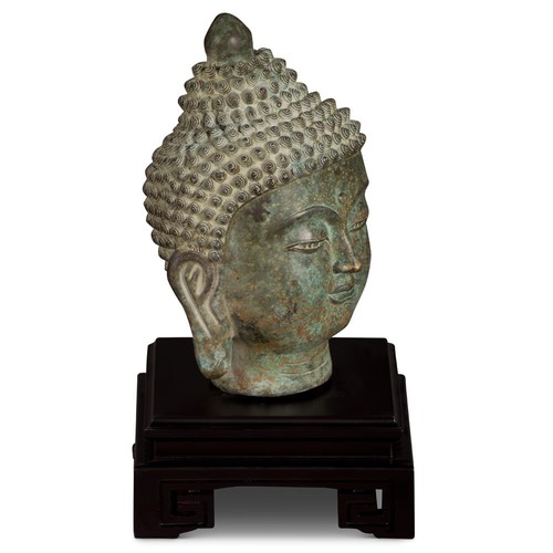 US SELLER - Bronze Enlightened Buddha Head Asian Statue - Picture 3 of 4
