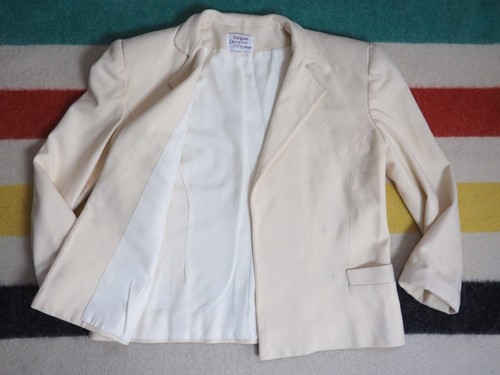 VTG 70s Vogue Designer Original Cream Ivory Wool Ivy Prep Blazer Jacket Womens M - Picture 2 of 7