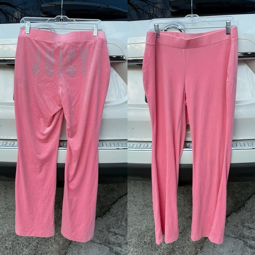 Pantalones deportivos Juicy Couture de terciopelo rosa acampanados talla mediana - Imagen 1 de 5
