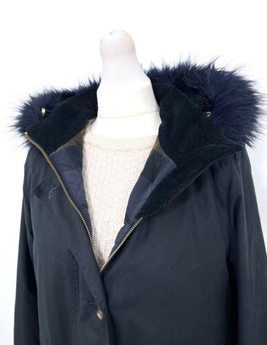 BARBOUR Navy Claudia Wax Jacket £299 UK 12 EU 38 USA 8 Large Net A Porter Parka - Foto 9 di 17