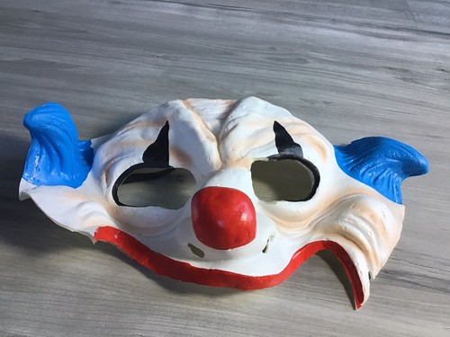 Scary Halloween Clown Half Mask Rubies Costume Haunted House Horror Freak - Picture 3 of 12