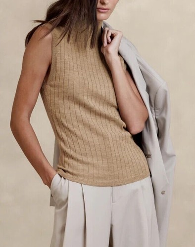NEW Banana Republic Nezha Merino Wool Mockneck Sleeveless Sweater Shell M NWT - Picture 7 of 17