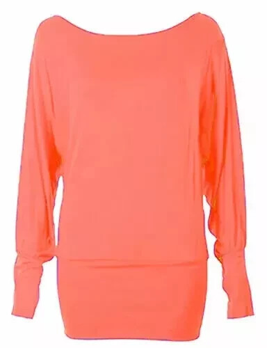 Women's Baggy Top Jumper Jersey Ladies Long Sleeve Plain Batwing Top UK 8-26 - Picture 18 of 25