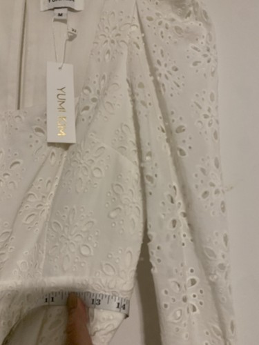 Yumi Kim Womens Jumpsuit Medium White Eyelet New Long Sleeve Shauna Monterey - Picture 11 of 13