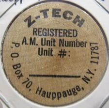 Vintage Z-Tech Hauppauge, NY Wooden Nickel - New York Token