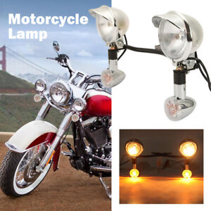 Motorcycle Chrome Front Spotlight Passing Mount Turn Light Bar For Harley Honda