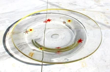 Annieglass Signed Yellow Edge Orange Stars Art Glass Dinner Plate-AG-2