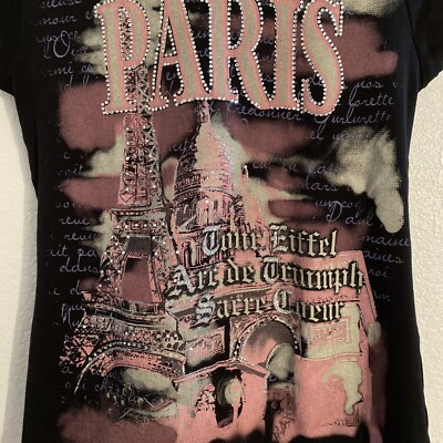 HELLO PARIS Tour Eiffel COLORFUL Black/Pink T-Shirt with HELLO PARIS Tour Eiffel COLORFUL Black/Pink T-Shirt with