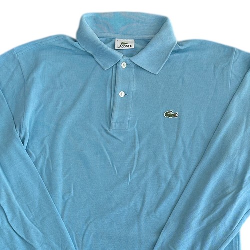 Lacoste Polo Shirt Long Sleeve Regular Y2K 100% Cotton Blue Mens Medium 4 - Picture 3 of 7