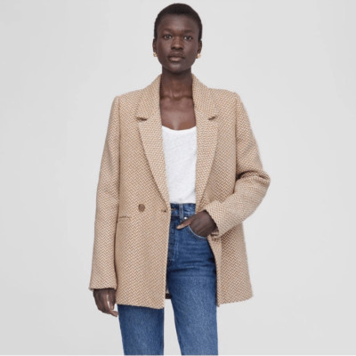 Anine Bing The Fishbone Blazer In Tan