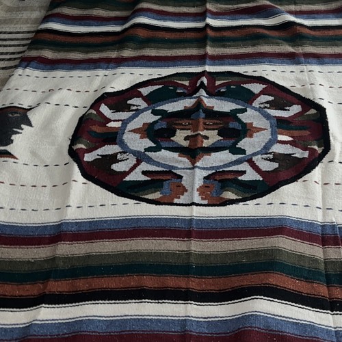 Woven Blanket Throw Mayan Inca Warrior  Sun Face. Astarlogy Vintage - Bild 7 von 11
