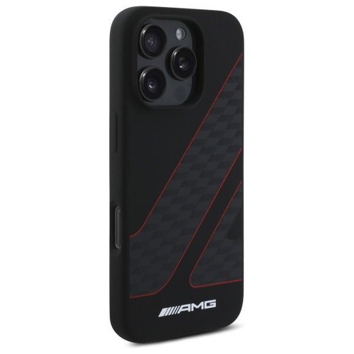 Mercedes Benz AMG Checkered Flag Pattern Case MagSafe iPhone 16 Pro Black & Red - Picture 2 of 8