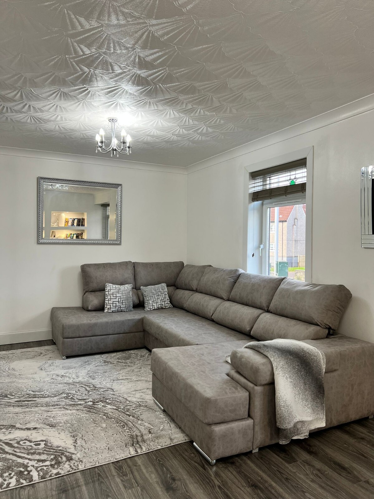 Suede grey large corner couch / bed eBay