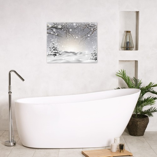 Snowy Pine Trree Snowflakes Winter Canvas Wall Art Decor For Living Room Bedroom - Bild 5 von 15