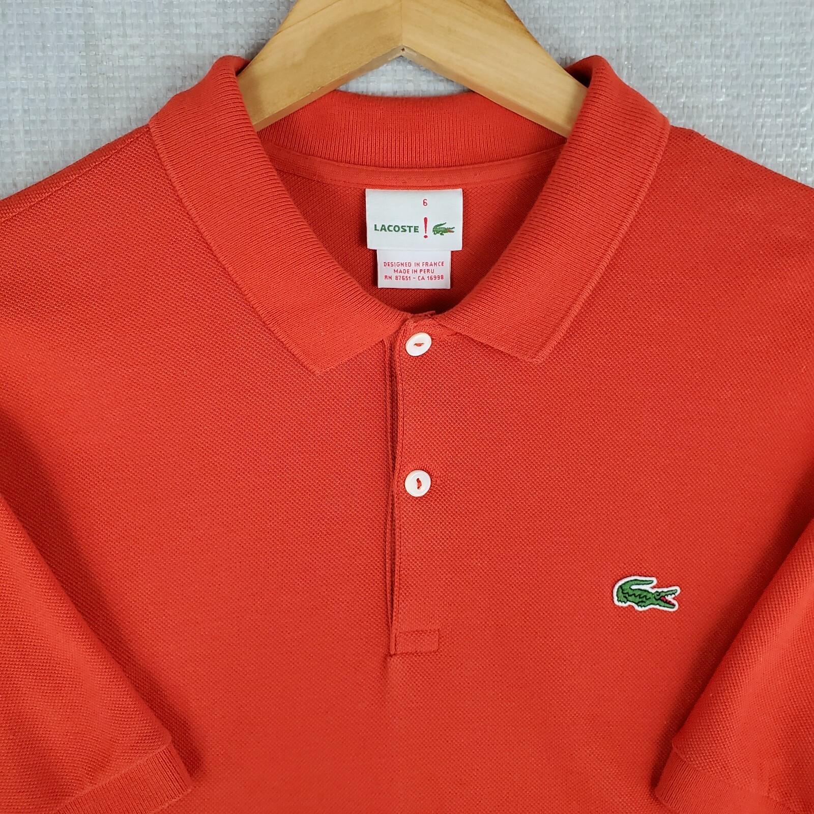 LACOSTE LIVE! Size 6 Large Red Polo Shirt Mens 100% Cotton Short Sleeve  Golf