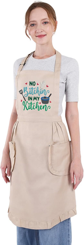 Funny Cooking Aprons for Women, Cute Embroidered Womens Kitchen Apron with Pocke - Picture 5 of 12