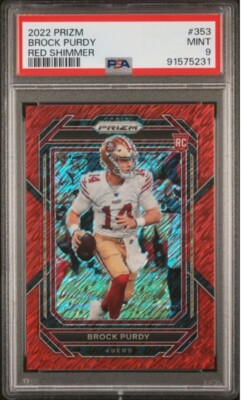 2022 Panini Prizm Brock Purdy #13/35 JERSEY #D Red Shimmer RC #353 ⭐️PSA 9 Mint
