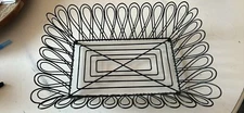 Black Wire Metal Display Footed Basket Open Scroll Design Rectangular Fruit Mail