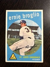 1959 TOPPS #296 ERNIE BROGLIO RC ST. LOUIS CARDINALS EX OR BETTER C