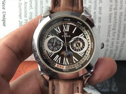 VINTAGE RARE CYMA CLASSIC DAY-DATE MOONPHASE QUARTZ MENS WATCH 40MM - Picture 7 of 16