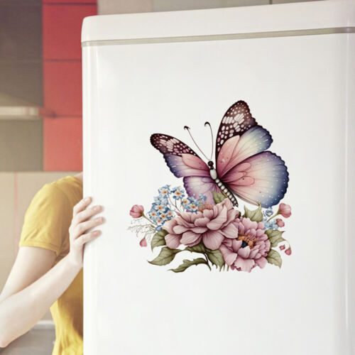 Mariposa flor planta pegatina de pared salón armario nevera ψ - Imagen 14 de 23