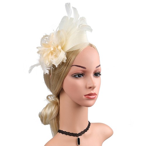 Women's Mesh Feather Hat Wedding Cocktail Party Hair Clip Headband Hair Hoop ↕ - Picture 22 of 34