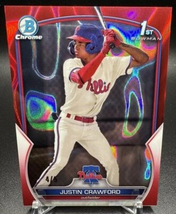 Justin Crawford 2023 Bowman Chrome Red Lava Refractor /5  Phillies BCP3