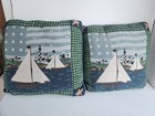 Warren Kimble Throw Pillow Set 2 Coastal Nautical Blue Beach Home Boat Vintage