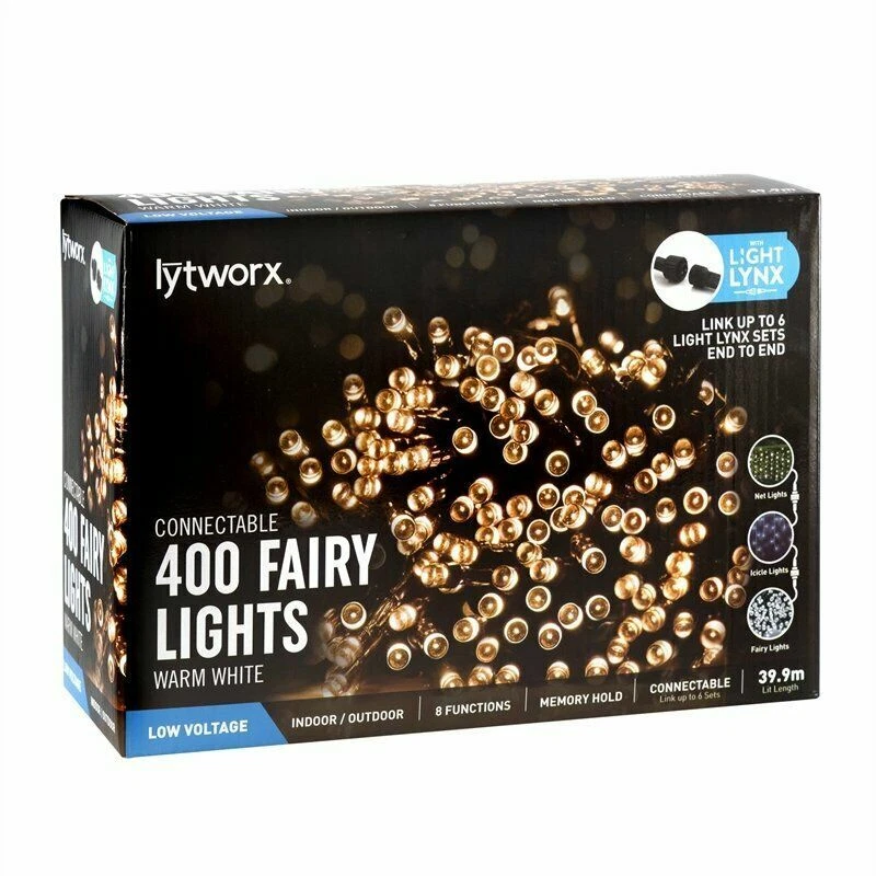 Lytworx 400 Warm White LED Connectable Fairy Party Lights 39.9m lit length