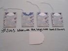 Set of 4 #2043 White with Blue, Beige, Violet Leaves & Flower Handmade Gift Tags