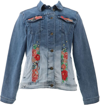 DG2 Diane Gilman Embroidered Signature Jacket Ombre Midtone XS NEW (320)