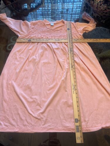 Schweitzer Linen Luxury Nightgown Collection Pima Cotton Peach Smocked Sz Large - Picture 8 of 8