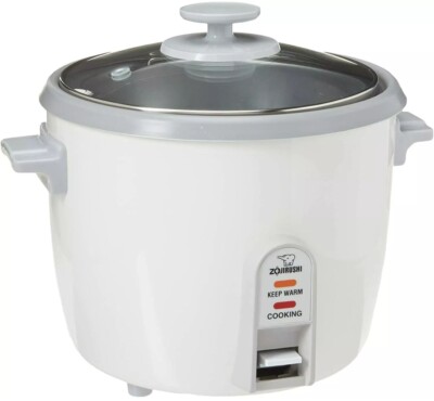 Zojirushi NHS-10, 6 Cup Rice Cooker Steamer Warmer White & Stainless Steel - NIB