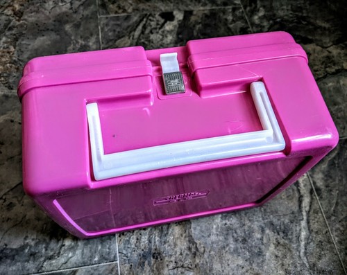 Vintage 80s 1988 Pink Plastic Hollywood Barbie Lunch Box - Picture 3 of 11