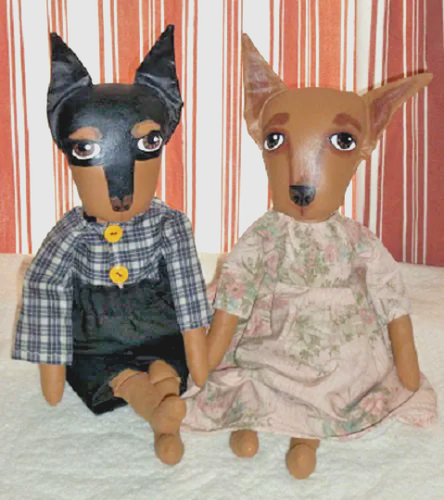 Buy 2 Get the 3rd FREE, PATTERN, Primitive Folk Art Doll, Doberman Dog, Pet - Picture 2 of 2