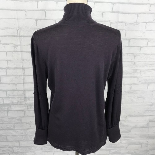 Elie Tahari Deep Purple Turtleneck Wool Sweater Size XL Lightweight Long Sleeve - Picture 7 of 9