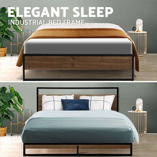 Metal Bed Frame Queen Double King Single Size Mattress Base Platform Wooden Mattress Base Platform Wooden, King Single Metal Bed Frame