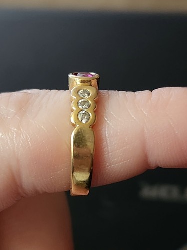 14K YELLOW GOLD RUBY AND DIAMOND RING SIZE 6.25, 3.7g - Picture 2 of 5