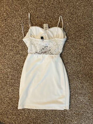 Windsor Mini Lace Dress Women's Medium White Waist Slit | eBay