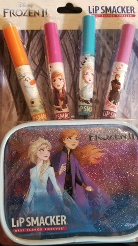 Disney Frozen II 4 aromatisierte LipSmackers + Reißverschlussetui Geschenkset Neu  - Bild 1 von 8