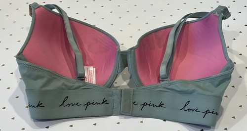 Victoria Secret PINK push Up Bra 32D Mint Green Underwire Padded - Picture 4 of 7