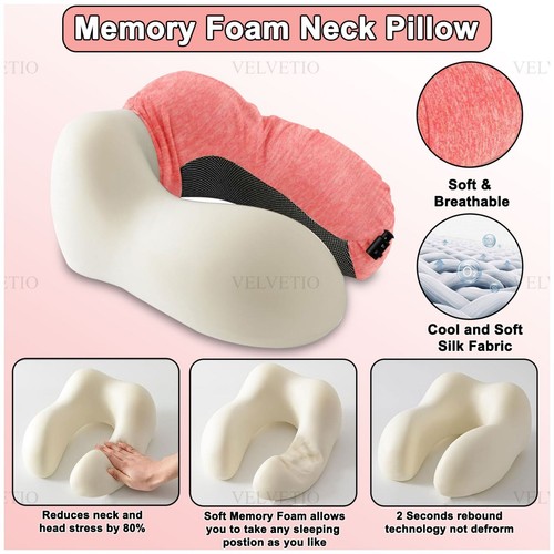 Travel Pillow Memory Foam Neck Support Super Soft Head Rest Car Plane Cushion - Picture 35 of 41