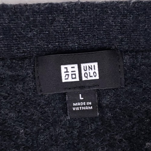 Uniqlo Woll Strickjacke Pullover Classic Fit L grau minimalistisch Knopfleiste kuschelig - Bild 4 von 8