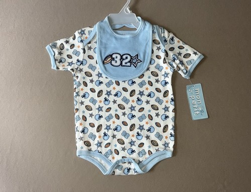 24 Months Boys “Football” TWO Piece Outfit Set, Bodysuit & Bib, New With Tags! - Picture 2 of 8