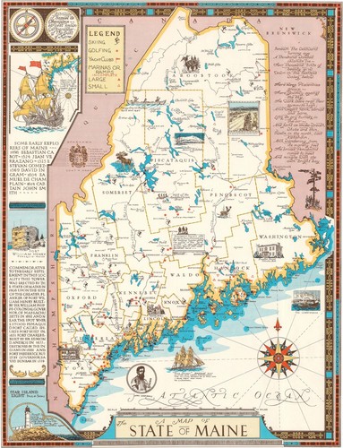 Pictorial Map of Maine - Wall Art Poster Print Home Decor Geography History - Bild 8 von 9