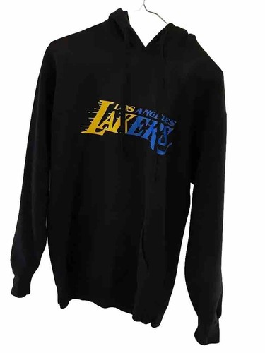 SUDADERA CON CAPUCHA NEGRA LOS ANGELES LAKERS TALLA PEQUEÑA AMARILLO Y AZUL LOGO BALONCESTO - Imagen 2 de 10
