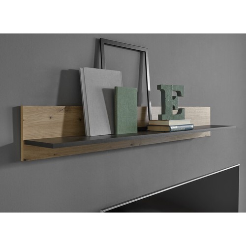 Moderne TV Wohnwand Eiche Artisan Graphit grau Vitrine Lowboard LED Beleuchtung - Bild 11 von 11