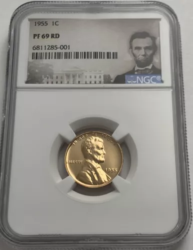 1955 NGC PF69 RD Red Proof Lincoln Wheat Penny 1C One Cent Portrait Label